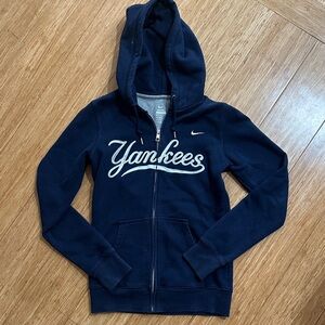 Nike Navy Yankees Full-Zip Hoodie with White Script